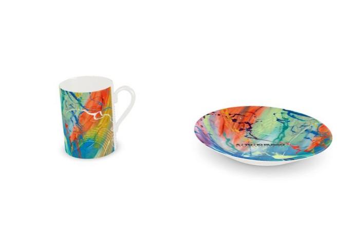 Bone China Abstract Espresso Cup & Saucer- Set of 2