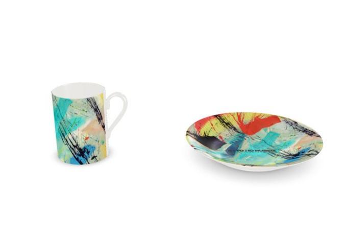 Bone China Abstract Espresso Cup & Saucer- Set of 2