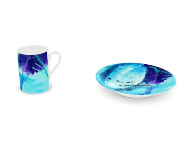 Bone China Abstract Espresso Cup & Saucer- Set of 2