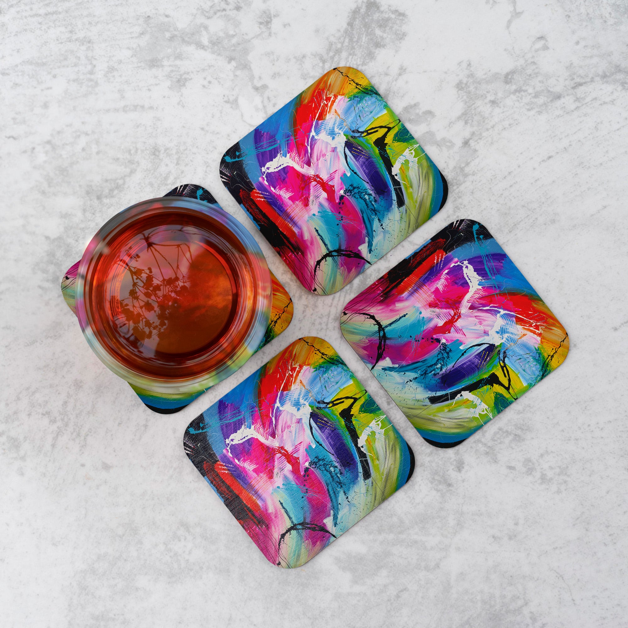 Abstract 'Rainbow Treasure Chest' Coasters