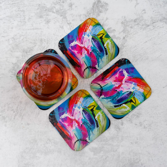 Abstract 'Rainbow Treasure Chest' Coasters