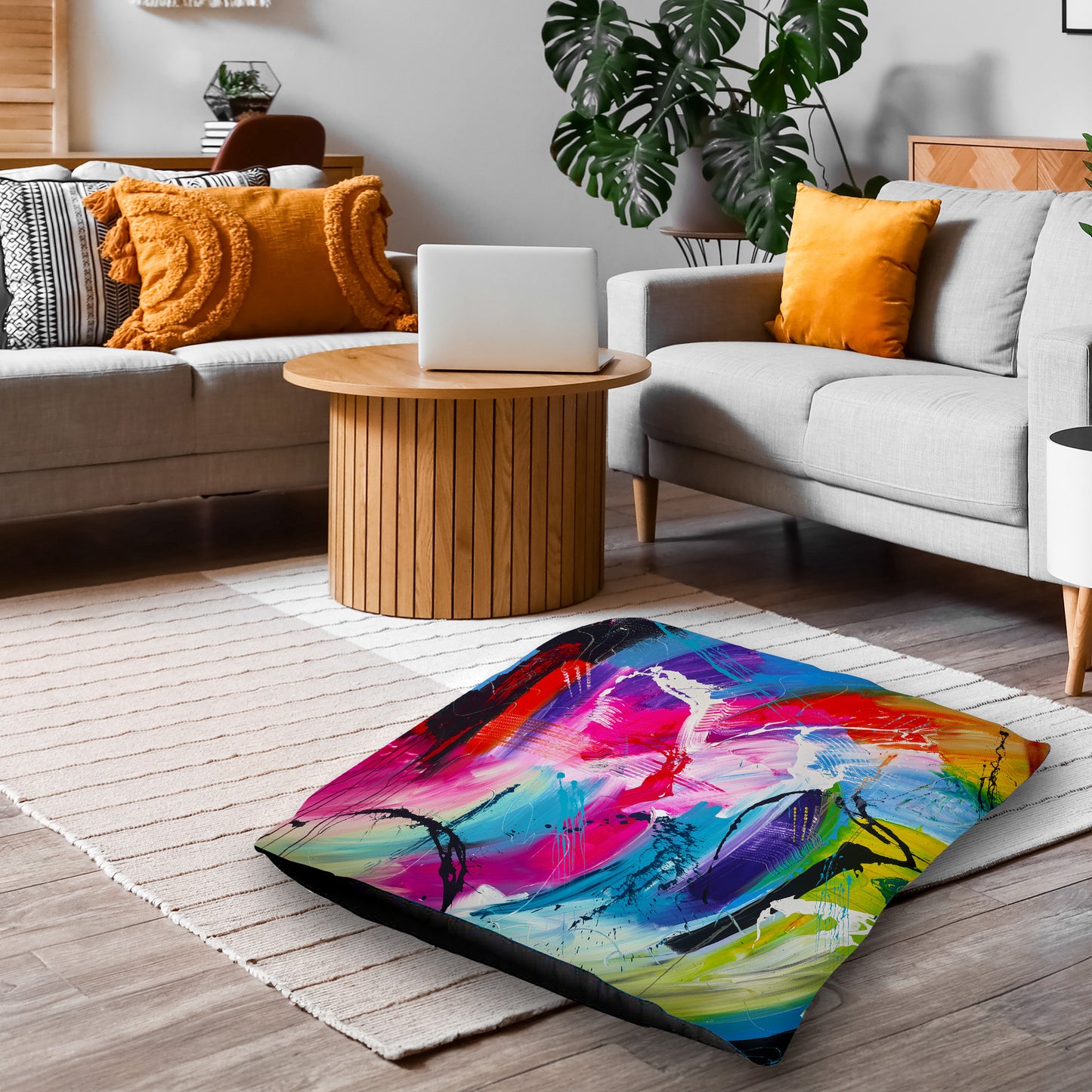 Rainbow Treasure Chest Large Abstract Floor Cushion