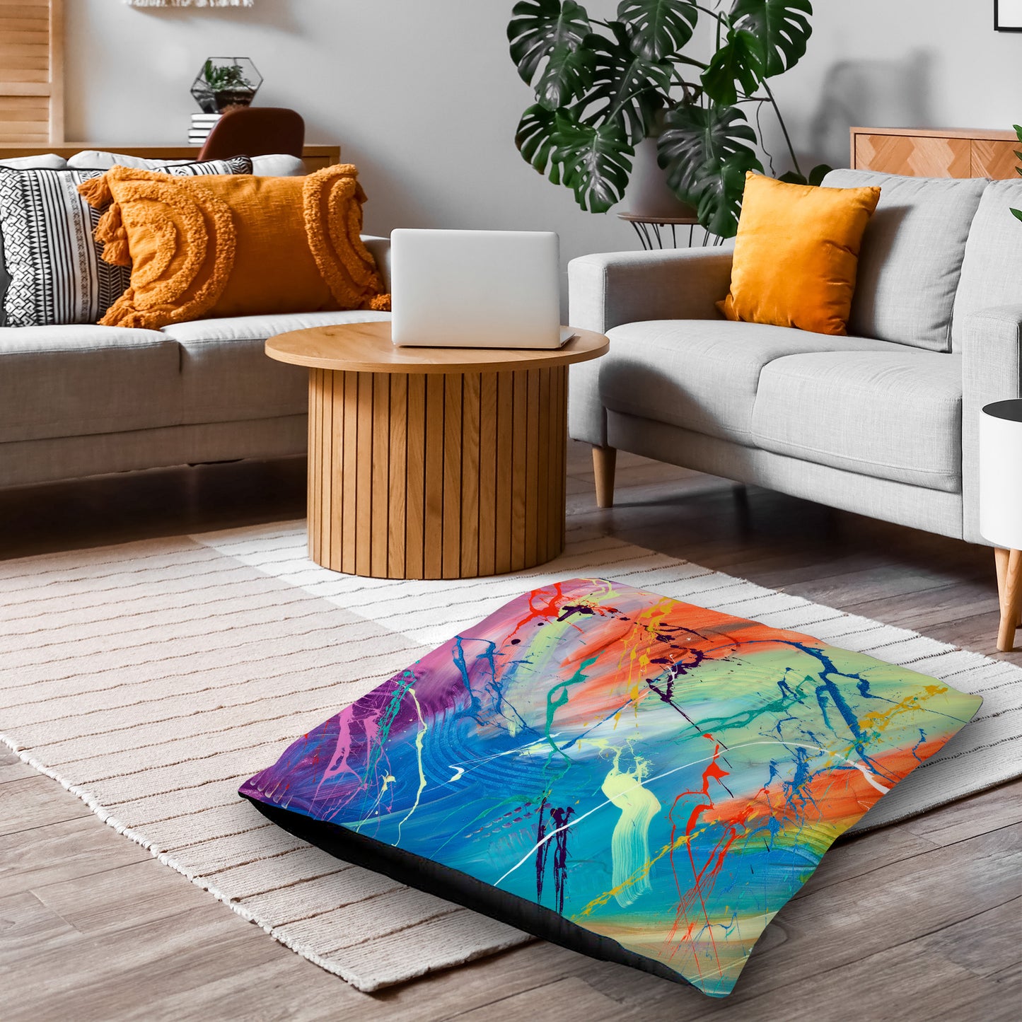 Shared Dreams Large Abstract Floor Cushion